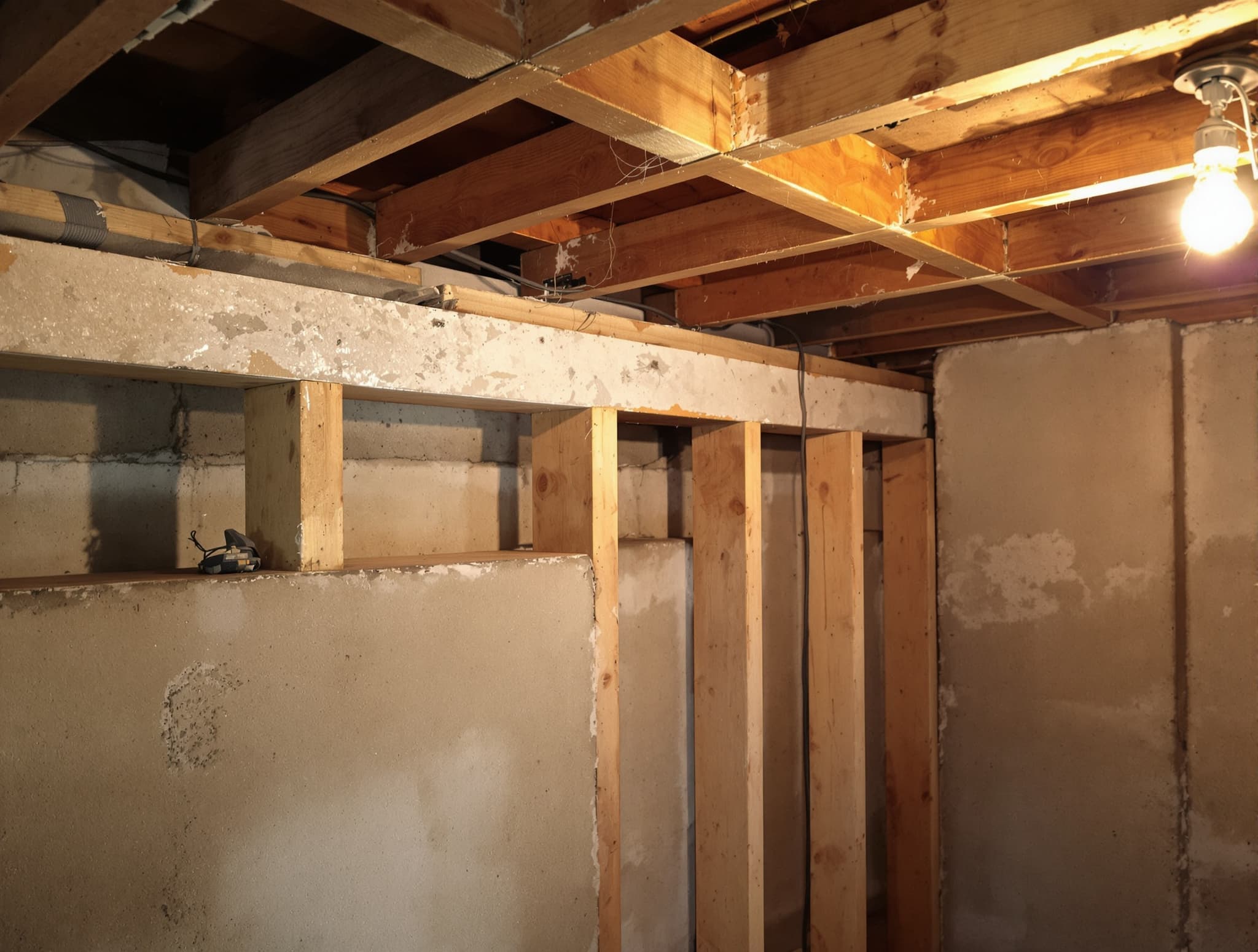 Huntington Colonial — Basement Rim-Joist Seal - before