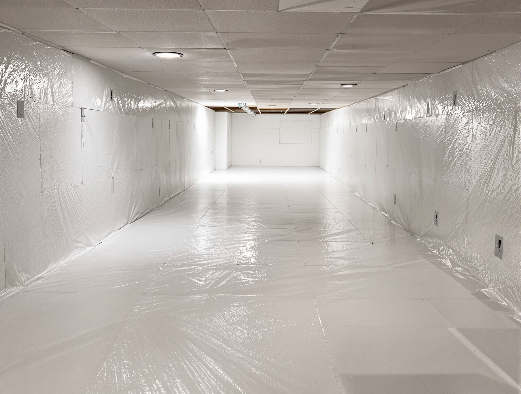 Suffolk hi-ranch crawl space encapsulated with 20-mil vapor barrier and closed-cell foam